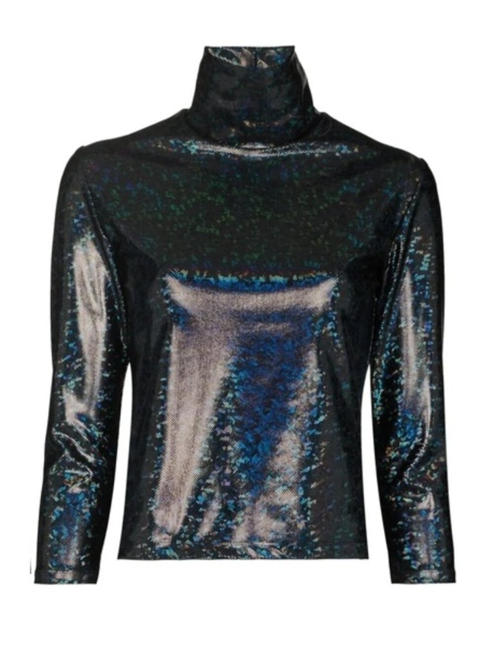 Batsheva Iridescent Lame Turtleneck Top In Galaxy, XS
